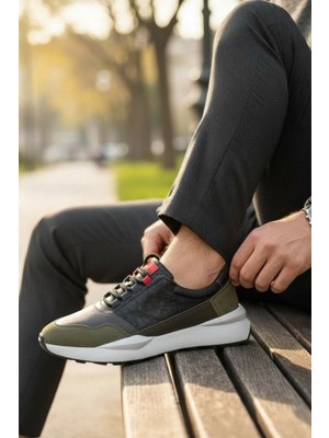 Enoch Erkek Sneaker - Karma Materyal Dokulu Esnek Tabanlı Şehir Ayakkabısı ve Dinamik Tasarım Bağcıklı Yürüyüş Ayakkabısı