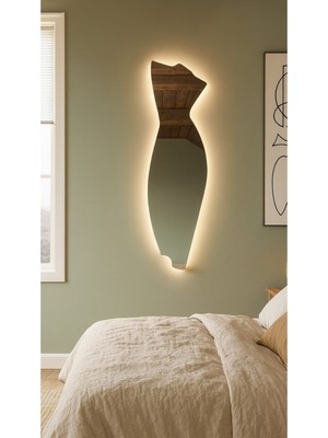 PremiumPort 40X140 cm LED Işıklı Asimetrik Modern Dekoratif Ayna, Özel Ölçeğiyle