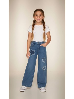 love Yıldız Detaylı Palazzo Kot Pantolon