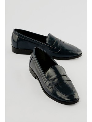 Mubiano Kadın Rugan Loafer Günlük Ayakkabı Thala Lacivert