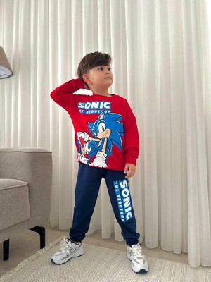 Cg Kids Sonic Baskılı 2 Iplik Erkek Çocuk Alt Üst Süper Tarz Takım