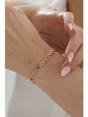 Yavuz Kuyumculuk 14 Ayar Altın Modern Yakut Bileklik