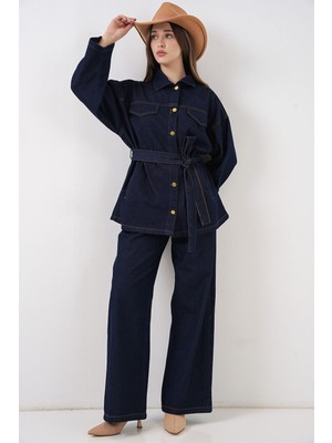 Bigdart Kadın Ceket Pantolon Kot Ikili Takım 30059 - Lacivert