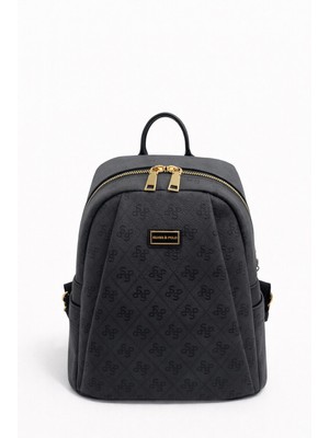 Louisiana Polo Silver Polo Kadın Sırt Çantası Prınt Desenli Siyah 926