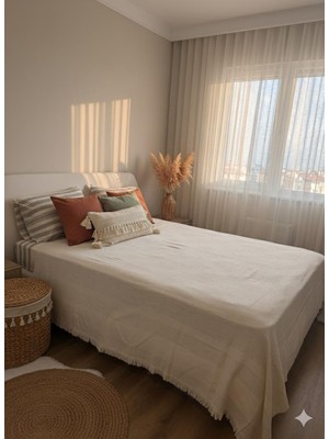 Monochrome %100 Organik Pamuk Dekoratif Yatak Örtüsü ,koltuk Örtüsü, Pike Hasır Örgü 220X240