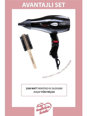 Normadia V5 SILEX5000 Profesyonel 2500W Siyah Ahşap Fön Makinesi