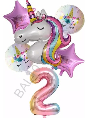 Rönesans Parti Unicorn Rakam At Yıldız Doğum Günü Parti Seti Yaş-2