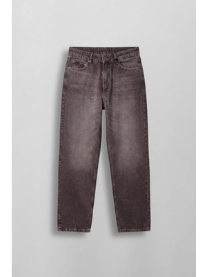 Abluka Online Erkek Baggy Fit Vintage Yıkamalı Basic Jean Kahverengi