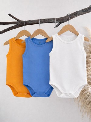 Civil Baby 3'lü Karışık Renk 3-36 Ay Çıtçıtlı Badi - Turuncu 2-3 Yaş