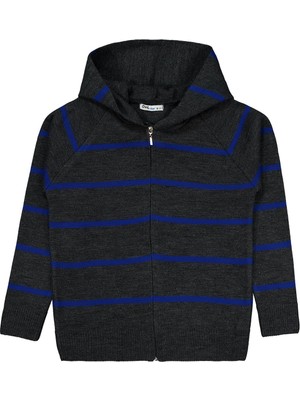 Civil Boys Çizgili Desenli 10-13 Yaş Hırka - Gri 10-11 Yaş