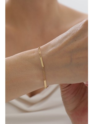 Yavuz Kuyumculuk 14 Ayar Altın Ataş Zincir Plaka Bileklik