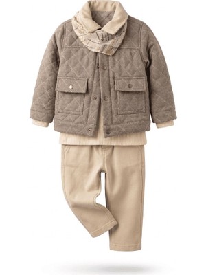Babyrose Şık Çıft Ceplı Çocuk Mont ve Bayramlık 3'lü Kıyafet Takımı
