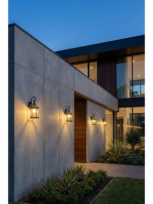 Billur Aydınlatma Siyah Metal Döküm Dış Mekan Duvar Apliği E27 25X50 cm