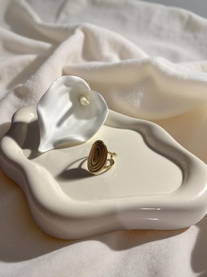 Ezgiarslanatalier Çelik Vintage Gold Yüzük