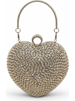 Queen Elizabeth Kadın Abiye Portföy Çanta  Gümüş Kalpli  2052