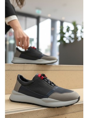 Enoch Erkek Sneaker - Karma Materyal Dokulu Esnek Tabanlı Şehir Ayakkabısı ve Dinamik Tasarım Bağcıklı Yürüyüş Ayakkabısı