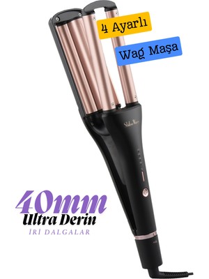 Normadia Ultra Derin Dalga Maşa, 4 Ayarlı Siyah, 32-40MM, Profesyonel Kullanım