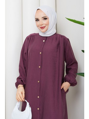 Pamuk Butik Kadın Büzgü Detaylı Yandan Cepli Kap -PMK513