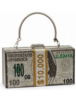 Queen Elizabeth Kadın Abiye Portföy Çanta Dolar Desenlı Gf-01