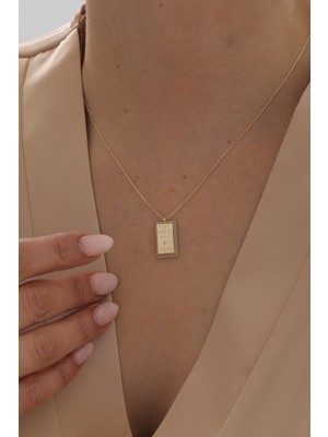 Yavuz Kuyumculuk 14 Ayar Altın Taşlı Külçe Kolye