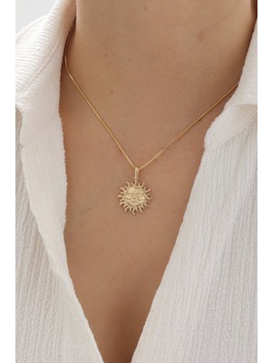 Yavuz Kuyumculuk 14 Ayar Altın Tondo Zincir Güneş Kolye