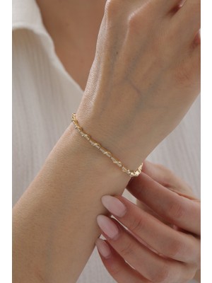 Yavuz Kuyumculuk 14 Ayar Altın Taşlı Sarmal Bileklik