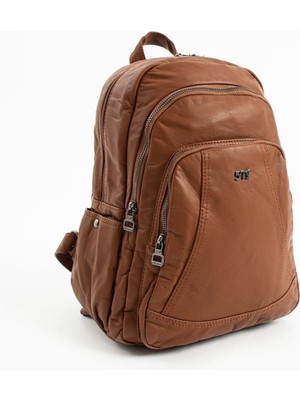 Duomino Taba Çok Cepli Poliüretan Yıkama Deri Sırt Çantası Günlük Çanta Sırt Çantası