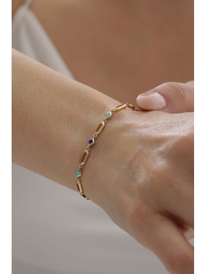 Yavuz Kuyumculuk 14 Ayar Altın Mineli Modern Bileklik