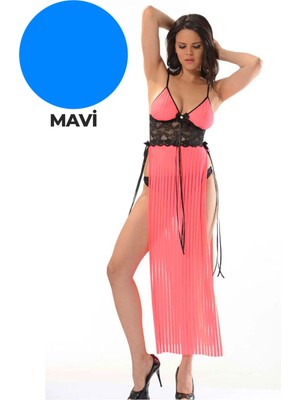 MTM My The Mall Giyim Mavi Dantel Gecelik - 211