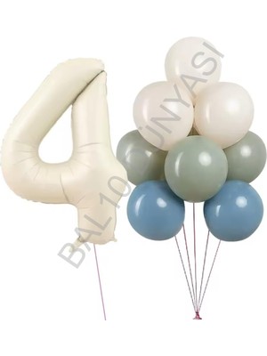 Bal10 Dünyası Krem Rakam ve Balon Seti Yaş-4