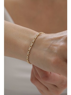 Yavuz Kuyumculuk 14 Ayar Altın Yarı Taşlı Modern Bileklik