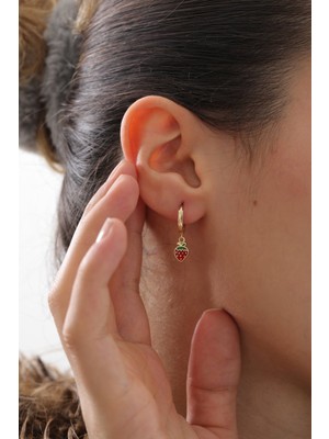 Yavuz Kuyumculuk 14 Ayar Altın Çilek Detaylı Halka Küpe