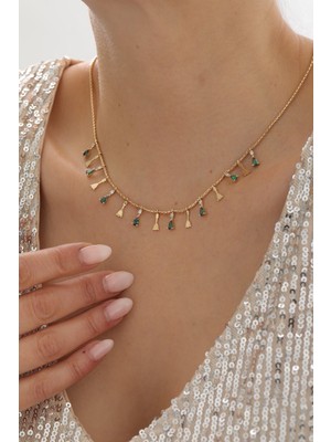 Yavuz Kuyumculuk 14 Ayar Altın Zümrüt Sallantılı Kolye