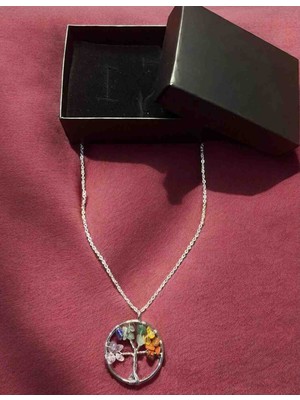 Efulim Doğaltaş Hayat Ağacı 7 Çakra Doğal Taş Kolye-(Kutusuyla Birlikte Gönderilmektedir)