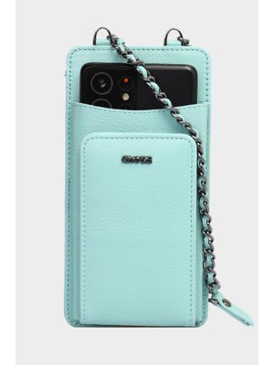 Louisiana Polo Grande Hakiki Deri Kadın Telefon Çantası Su Yeşili 2783