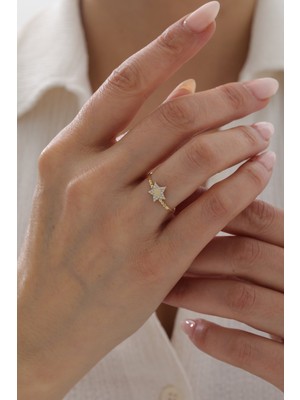 Yavuz Kuyumculuk 14 Ayar Altın Toplu Yarı Taşlı Yıldız Yüzük