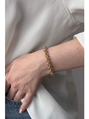 Zümrüt Sarraf 14 Ayar Altın Halka Geçmeli Bileklik