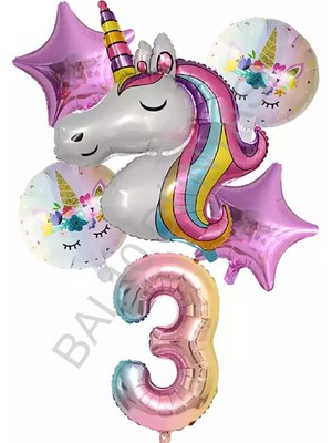 Best Parti Unicorn Rakam At Yıldız Doğum Günü Parti Seti Yaş-3