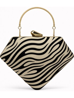 Louisiana Polo Vrl Kadın Abiye Portföy Çanta Zebra Siyah-Beyaz 222-01