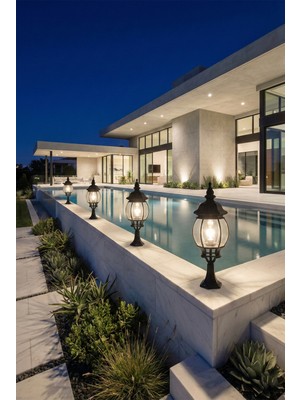 Billur Aydınlatma Ba 49/231 Sekizgen Alüminyum Döküm Büyük Boy Bahçe Armatürü - 80 cm (IP55)