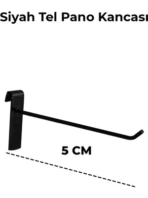 PremiumPort 100 Adet Siyah Tel Pano Kancası, 5 Cm, Raf Askısı Seti