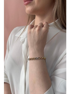 Zümrüt Sarraf 14 Ayar Altın 3 Renk Altıgen Bileklik