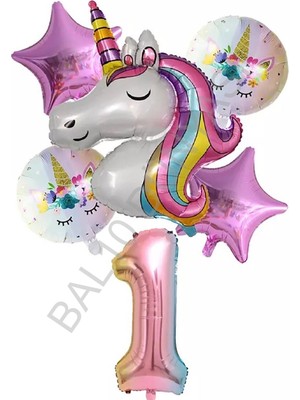 Bal10 Dünyası Unicorn Rakam At Yıldız Doğum Günü Parti Seti Yaş-1