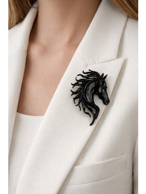 Modex Parlak Yüzey Özel Tasarım At Figürü Broş (5cm)