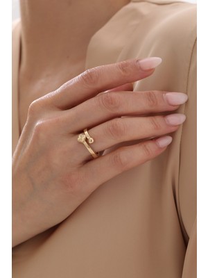 Yavuz Kuyumculuk 14 Ayar Altın Top Detaylı Yonca Yüzük