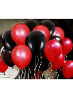 İstoç Parti 30 Adet 12 Inç Parti Balonu Metalik Kırmızı Pastel Siyah