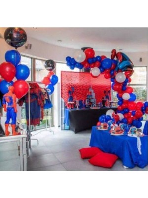 İstoç Parti Spiderman Renkleri Kırmızı,mavi,beyaz Balon ve 5 Metre Balon Zinciri  70 Adet