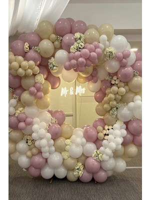 İstoç Parti Toz Pembe Deniz Kumu Beyaz Balon Seti 70 Adet