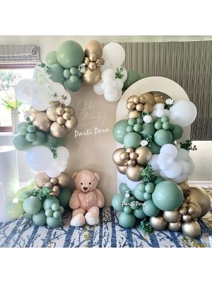 İstoç Parti Ada Çayı Beyaz ve Krom Gold Balon Seti 50 Adet