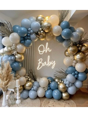 İstoç Parti Krom Gold Fırtına Mavisi Sütlü Kahve Derin Okyanus Balon Seti 50 Adet